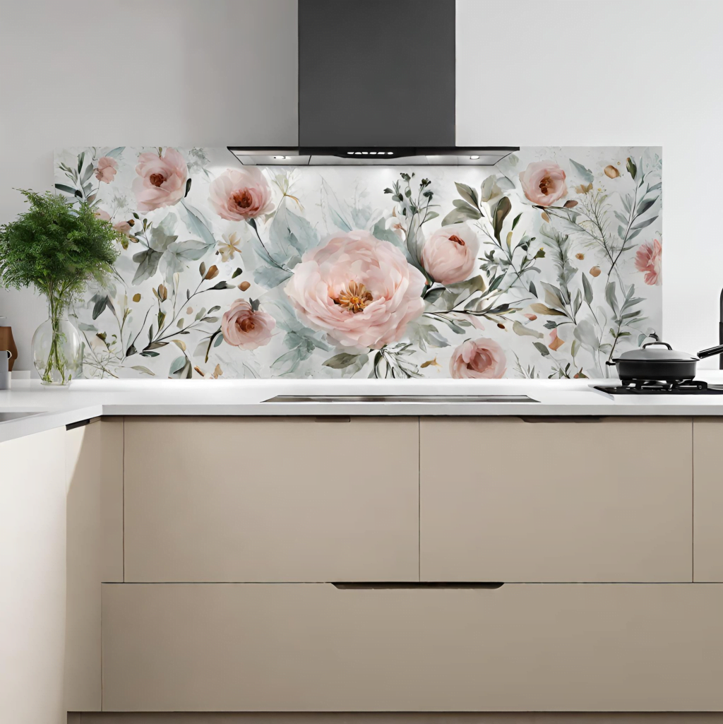 Sticla de bucatarie cu imprimeu floral